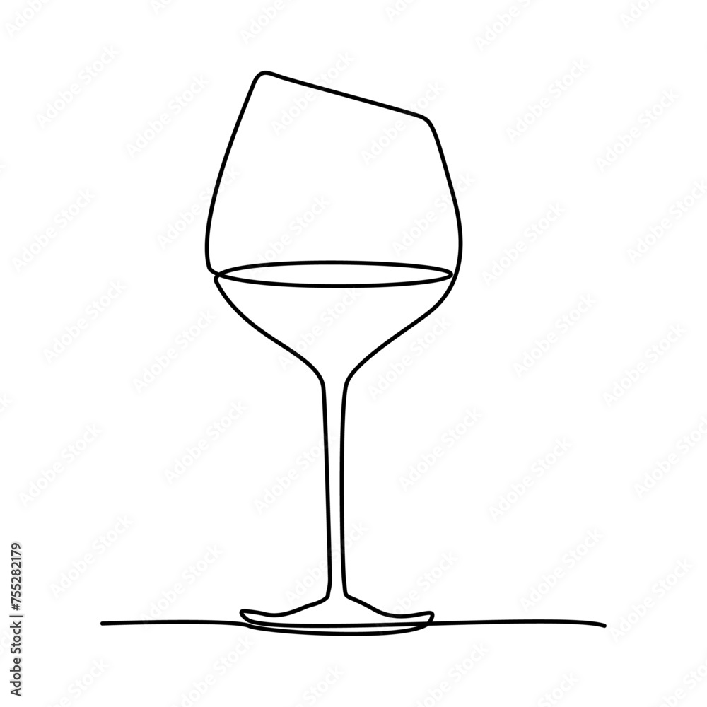 Aufkleber wine glass isolated on white background. continuous one line drawing vector illustration minimalism 