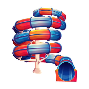 recommend clip art: Serpentine tunnel waterslide color vector icon. Spiral shaped slide for aquapark guests amusement illustration isolated on white background