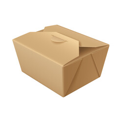 Takeout noodle cardboard box realistic vector illustration. Asian food restaurant products mockup packaging 3d object on white background