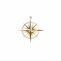 Golden Compass Logo with Elegant Design Featuring North Direction Indicator on a White Background