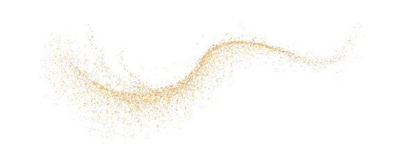 Sparkling golden sand wave realistic vector illustration. Magic design. Fairytale mystic shimmering glitter 3d element on white background