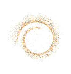 Curved shimmering golden glitter trail realistic vector illustration. Festive design. Fairy dust swirling trace 3d element on white background
