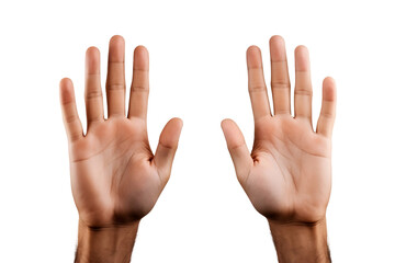 Expressive hands realistic portrait isolated on PNG