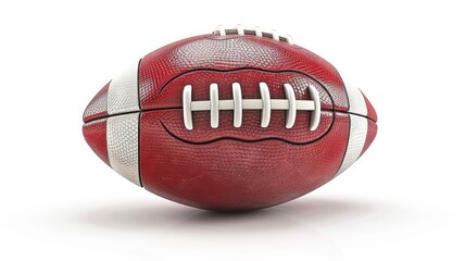 Red football on a clean white background - Close-up of a red football on a pristine white background, highlighting the textures and design of the ball