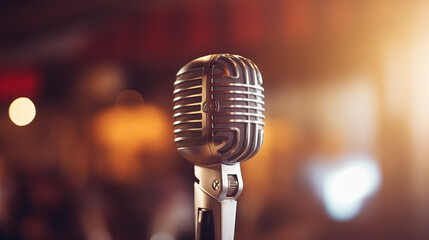 vintage microphone on stage