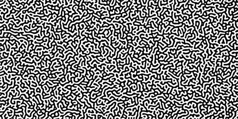 Abstract Turing organic wallpaper with background. Turing reaction diffusion monochrome seamless pattern with chaotic motion. Natural seamless line pattern. 