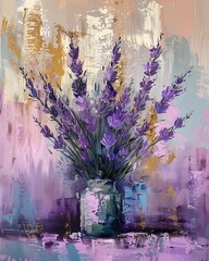 vase lavenders table purple background streaming arcane princess stands easel signature paint smears defense pallet