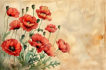 red flowers war texture soldiers hand tinted wall border shapes dead swirling
