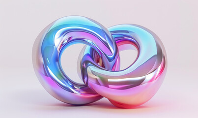 a colored rainbow metallic 3d design, soft color blending, holographic luminous style.