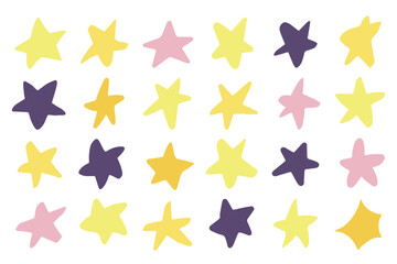 手描きのカラフルな星のイラストのアイコンセット