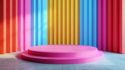 stand or podium Pop art style backdrop, bold graphics, colorful,  Generated-AI