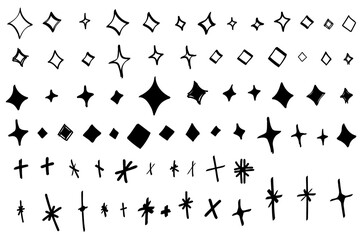 手書きのキラキラの飾りのイラストのセット