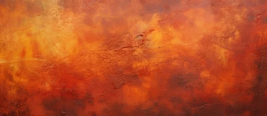 Gordijnen A detailed close up of a textured red and orange background resembling a natural landscape. Tints of brown, amber, and peach create a vibrant art pattern, perfect for any event backdrop © 2rogan