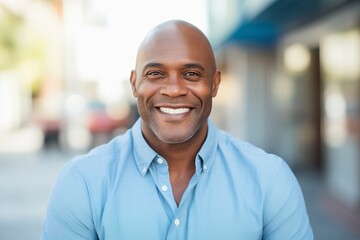 Obraz premium Black African American man smiling happy on a street