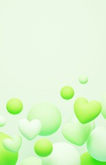 3D背景素材_ハート_緑