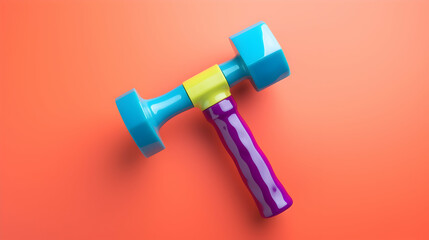 Miniature toy hammer in vibrant colors designed