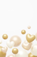 3D背景素材_ハート_ゴールド