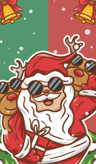 Original hand drawn cartoon Christmas illustration poster material
