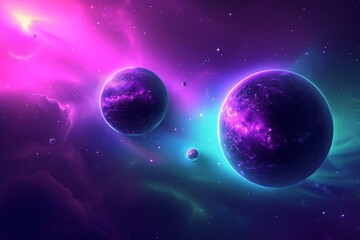 Obraz na płótnie Canvas Cosmic Dreamscape with Vivid Planets