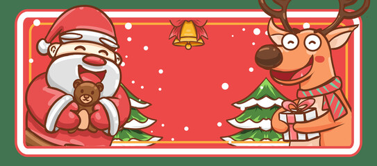 Original hand drawn cartoon Christmas illustration poster material
