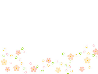 春のシンプルで可愛いドットとお花のフレーム背景イラスト