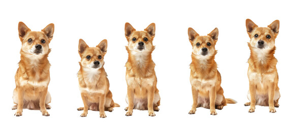 Three Chihuahua dogs presented from frontal and side views highlighting their petite size and distinct features