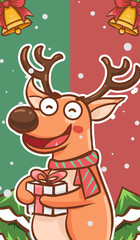 Original hand drawn cartoon Christmas illustration poster material
