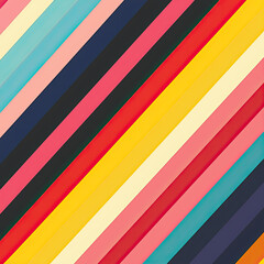 A creative pattern of diagonally directed multicolored stripes.