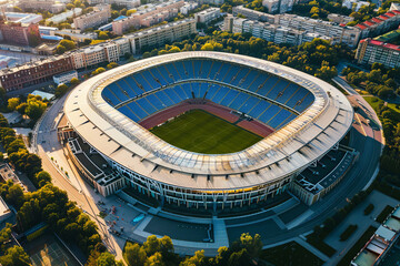 An aerial view of a sport stadium