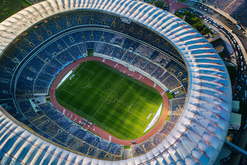 An aerial view of a sport stadium