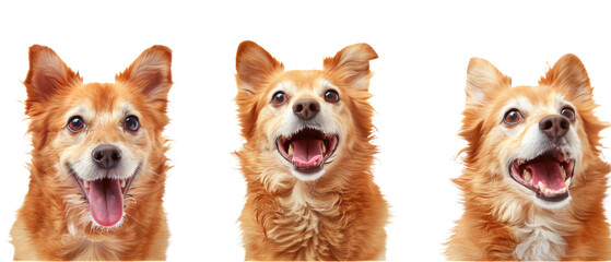 Golden Chihuahuas with shiny coats and delightful expressions captured on a clear white background, radiating energy and joy