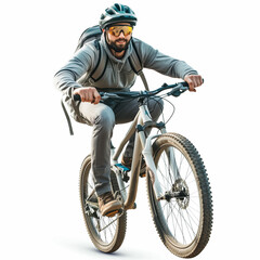Obraz premium man riding a bike isolated on white
