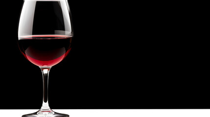 Red wine in a glass isolated on black background copy space. generative ai