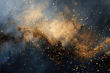 Golden Dust Explosion on Dark Background