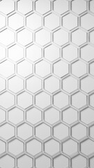 六角形が並ぶ幾何学的な背景素材。白色。3D（縦長）
