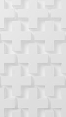 白背景に複数の白い十字。俯瞰。3D（縦長）