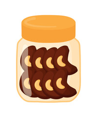 Chocolate Cashew Cookies in Jar for Food Celebration Element Vector Illustration