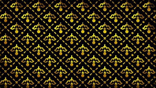 Glowing looping neon effect pattern abstract background, black background. 