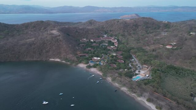 Aerial video over Playa El Jobo Costa Rica coastline