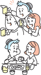 illustration of drinking party © Salamander