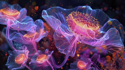 Obraz premium A visualization of AGI simulating complex ecological systems, aiding in the conservation of biodiversity.