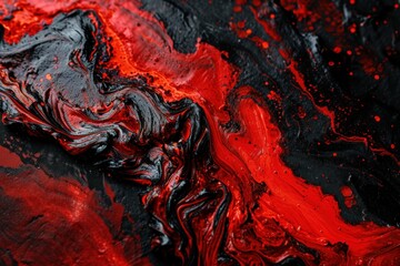Abstract Red and Black Fluid Art Texture - obrazy, fototapety, plakaty