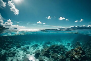 Oceanic mountains in tranquil ascent, a submerged landscape captured by the HD lens.