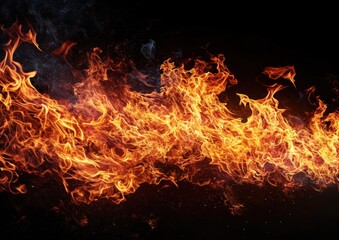 Fototapeta na wymiar Intense Flames and Heat on Dark Background