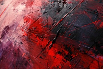Abstract Red and Black Textured Painting - obrazy, fototapety, plakaty