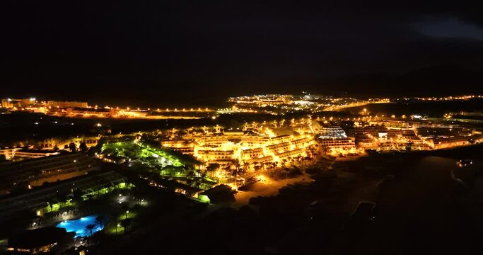 Costa Calma at night with many lights on 