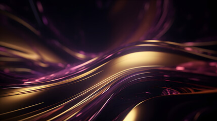 Digital technology purple gold metal geometric abstract poster web page PPT background