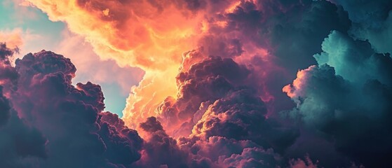 Vivid Sunset Cloudscape Drama - obrazy, fototapety, plakaty