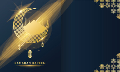 Luxury ramadan kareem islamic greeting card background. Eid festival ramadan banner with text space.