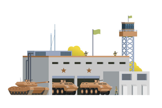 military base with tanks and soldiers clip art preview